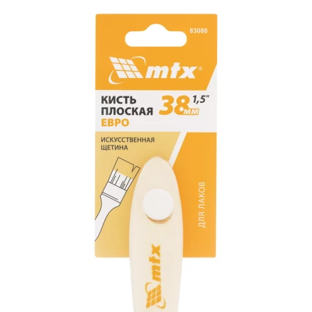 Кисть плоская для лаков "Евро" 1.5", искусственная щетина, деревянная ручка MTX 83086 купить в Нижневартовске