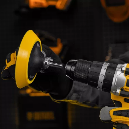 Тарелка опорная для дрели и УШМ с липучкой, 115 мм, мягкая, с адаптером c М14 на d8 Denzel 76247 купить в Нижневартовске