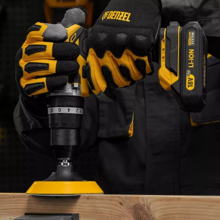 Тарелка опорная для дрели и УШМ с липучкой, 115 мм, мягкая, с адаптером c М14 на d8 Denzel 76247 купить в Нижневартовске