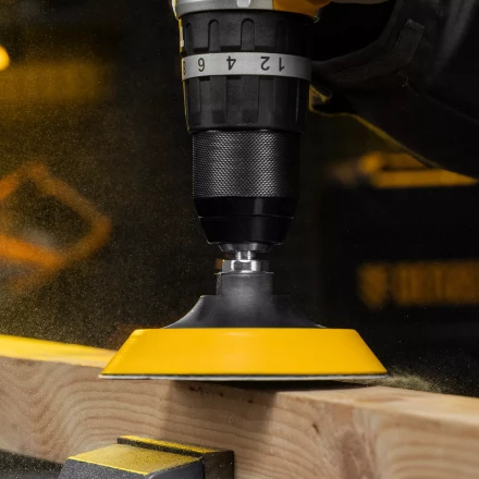 Тарелка опорная для дрели и УШМ с липучкой, 115 мм, мягкая, с адаптером c М14 на d8 Denzel 76247 купить в Нижневартовске