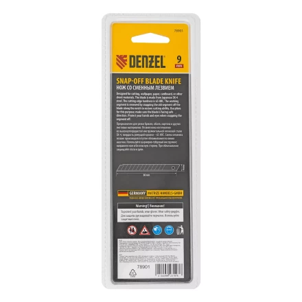 Нож Denzel, 9 мм, сменное лезвие, SK4, алюминиевый корпус, торцевой зажим, 78901 купить в Нижневартовске