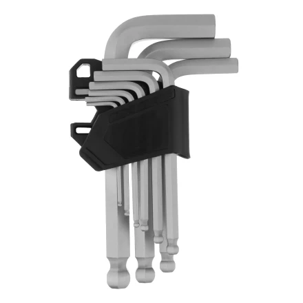 Набор ключей имбусовых, HEX, 2-12 мм, CrV, 9 шт., с шаром Сибртех 123637 купить в Нижневартовске