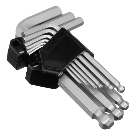 Набор ключей имбусовых, HEX, 2-12 мм, CrV, 9 шт., с шаром Сибртех 123637 купить в Нижневартовске