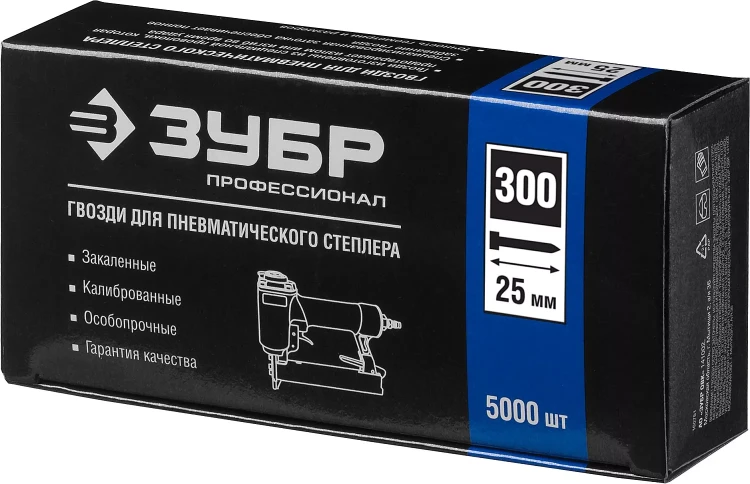 Гвозди тип 300, 25 мм, особотвердые, ЗУБР "ПРОФЕССИОНАЛ" 31830-25, 5000 шт 31830-25 купить в Нижневартовске