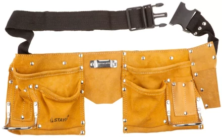 Пояс STAYER "MASTER" для инструментов, кожаный, 10 карманов, 2 скобы 38510 купить в Нижневартовске