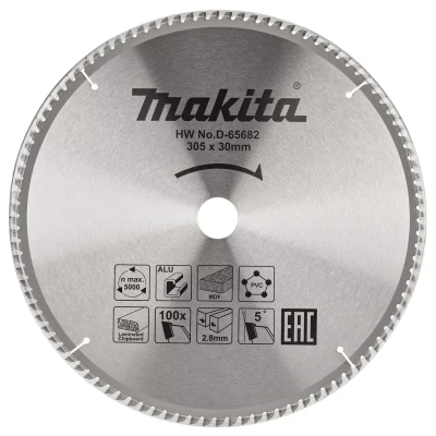Диск пильный универсальный для алюминия/дерева/пластика Makita D-65682, 305x30x2.8/2 мм; 100 зубьев