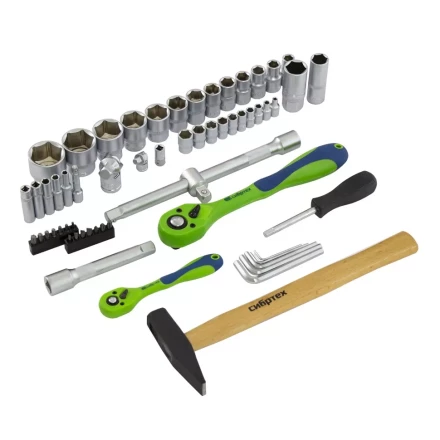 Набор инструментов 76 предметов CrV, 1/2", 1/4" Сибртех 13528 купить в Нижневартовске