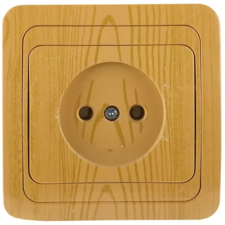 Розетка СВЕТОЗАР "ГАММА" без заземления, одинарная, цвет ольха, 16А/~250В SV-54100-A купить в Нижневартовске