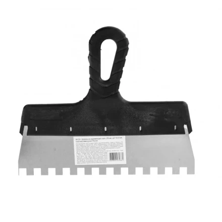 Шпатель из нержавеющей стали 250 мм зуб 10 х 10 мм пластмассовая ручка 85129 купить в Нижневартовске