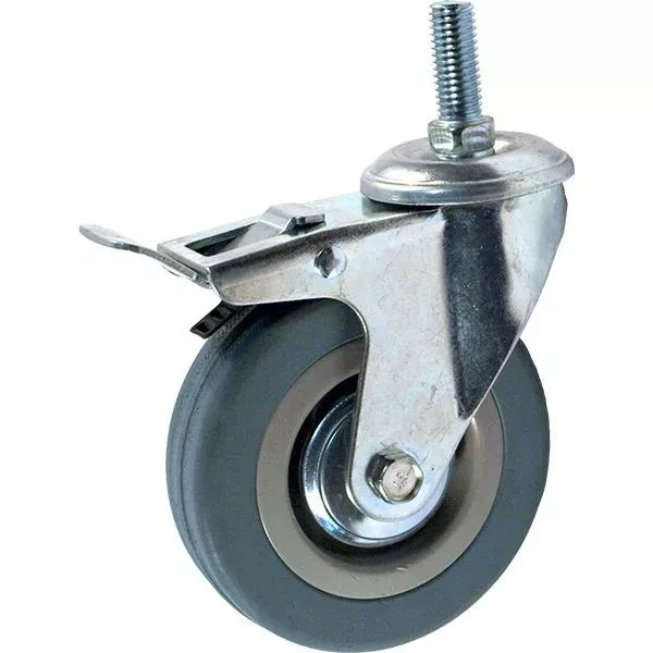 Аппаратное поворотное колесо с тормозом с болтом HITCH 50*18 резина серая SCtgb25 (SZ084828) купить в Нижневартовске