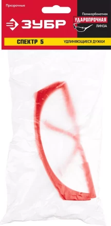 ЗУБР СПЕКТР 5, открытого типа, прозрачные, моностекло с дополнительной боковой защитой, защитные очки (110328) купить в Нижневартовске