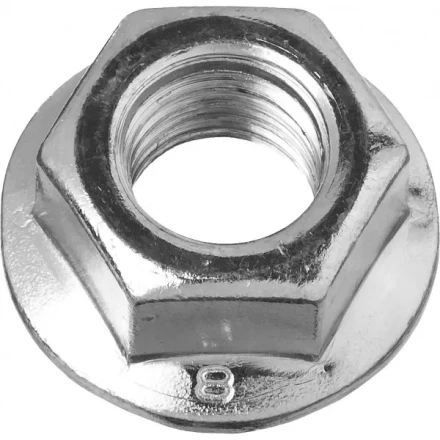 Гайка ЗУБР "МАСТЕР" DIN 6923 с фланцем, класс прочности 8, оцинкованная,  M12, 5кг 303630-12 купить в Нижневартовске