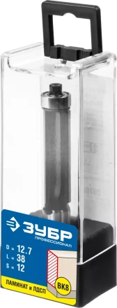 ЗУБР 12.7 x 38 мм, хвостовик 12 мм, фреза кромочная с нижним подшипником, Профессионал (28783-12.7-38-12) купить в Нижневартовске