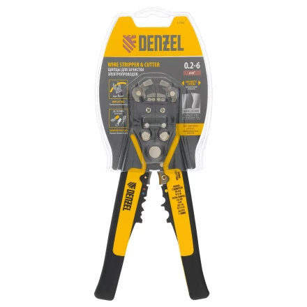 Щипцы для зачистки электропроводов 0,2-6 мм2, функция обрезания проводов Denzel 17742 купить в Нижневартовске
