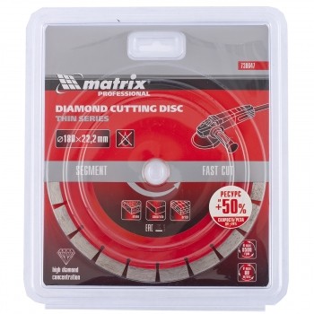 Диск алмазный отрезной сегментный ф180х22,2мм тонкий сухое резание MATRIX Professional 730647 купить в Нижневартовске