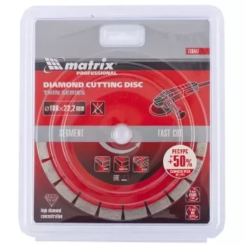 Диск алмазный отрезной сегментный ф180х22,2мм тонкий сухое резание MATRIX Professional 730647 купить в Нижневартовске