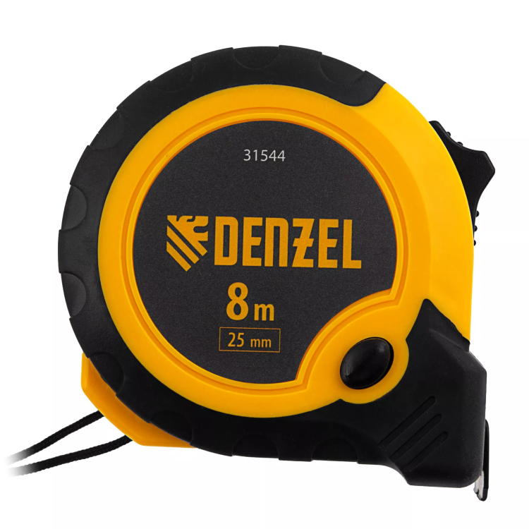 Рулетка Denzel 8м х 25мм, двухкомп. корпус, кнопка-пауза, 31544 купить в Нижневартовске