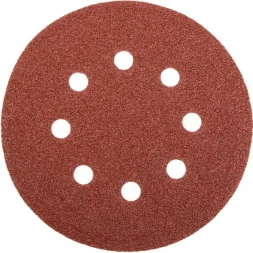 Круг шлифовальный универсальный STAYER &quot;MASTER&quot; из абразивной бумаги на велкро основе, 8 отверстий, Р60, 115мм, 5шт 35450-115-060