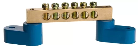 Шина СВЕТОЗАР нулевая на 2-х угловых изоляторах, поворотная,макс. ток 100А, 5,2мм, 6 полюсов 49809-06 купить в Нижневартовске