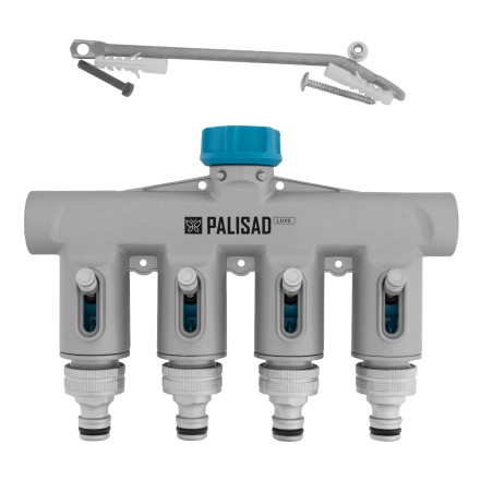 Разветвитель четырёхканальный Palisad 65833, с внутренней резьбой 3/4&quot;, алюминий, LUXE купить в Нижневартовске