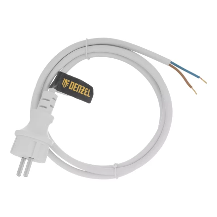 Шнур сетевой Denzel Energy Series, ПВС, 1,5 м, 2 x 1,5 мм, с неразборной вилкой, белый, 3 м, 37668 купить в Нижневартовске
