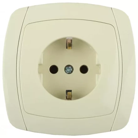 Розетка СВЕТОЗАР "CITY LIGHT" одинарная в сборе, с заземлением, цвет бежевый, 16А/~250В SV-54205-B купить в Нижневартовске