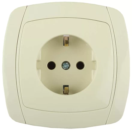 Розетка СВЕТОЗАР "CITY LIGHT" одинарная в сборе, с заземлением, цвет бежевый, 16А/~250В SV-54205-B купить в Нижневартовске