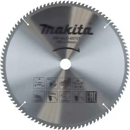 Диск пильный универсальный для алюминия/дерева/пластика Makita D-65707, 355x30x3/2.2 мм; 100 зубьев купить в Нижневартовске