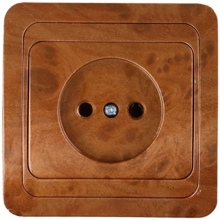 Розетка СВЕТОЗАР "ГАММА" без заземления, одинарная, цвет орех, 16А/~250В SV-54100-N купить в Нижневартовске