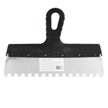 Шпатель из нержавеющей стали 300 мм зуб 10 х 10 мм пластмассовая ручка 85130 купить в Нижневартовске