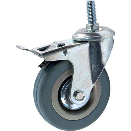 Аппаратное поворотное колесо с тормозом с болтом HITCH 75*20 резина серая SCtgb93 (SZ084829) купить в Нижневартовске