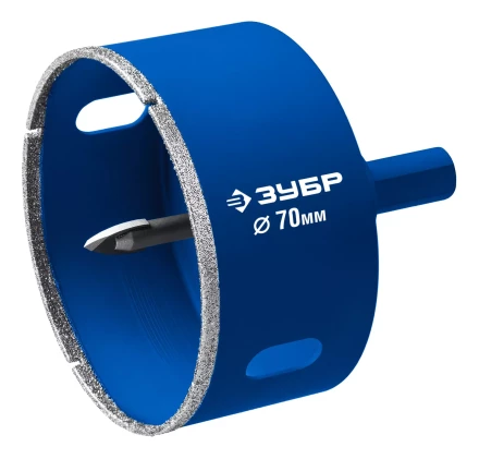ЗУБР АГК d 70 мм (центр. сверло, трехгр. хвост, Р60), Алмазная коронка, Профессионал (29850-70) купить в Нижневартовске