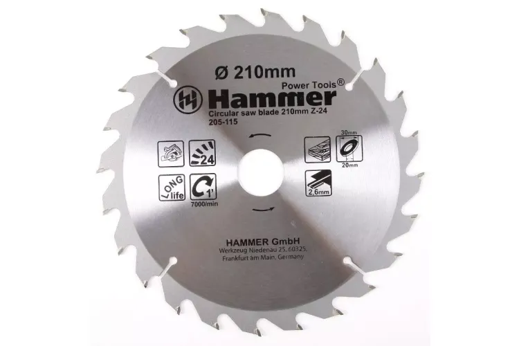 Диск пильный твердосплавный HAMMER Ф210х30мм 24зуб. купить в Нижневартовске