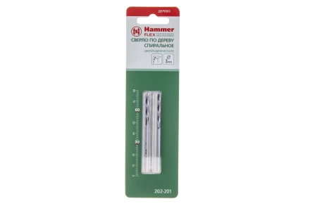 Сверло по дереву HAMMER Ф3х60мм (DR WD WR 3,0мм*60/30мм 2шт.) купить в Нижневартовске