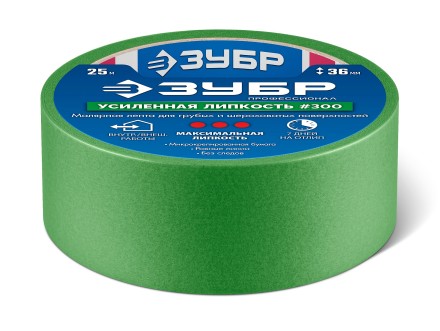 ЗУБР №300 36 мм х 25 м, для грубых и шероховатых поверхностей, малярная лента, Профессионал (12143-36) купить в Нижневартовске