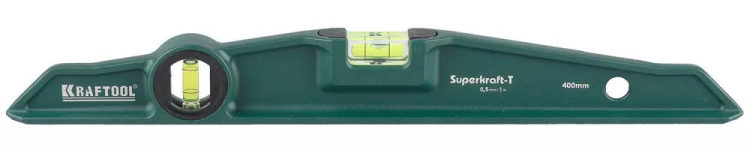 Уровень KRAFTOOL "SUPERKRAFT-T" литой, 2 ампулы, 0,5 мм/м, 400 мм 34717-040 купить в Нижневартовске
