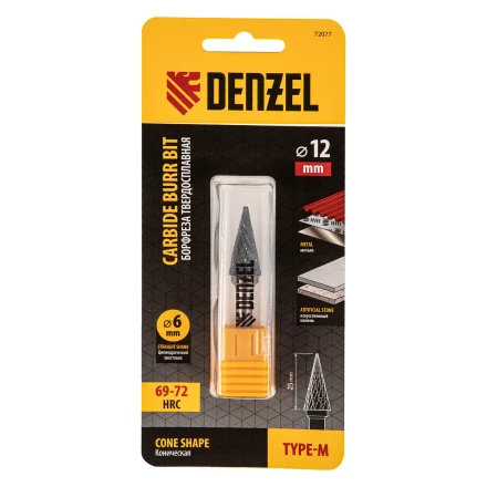 Борфреза по металлу твердосплавная, коническая, тип-M, 12 мм// Denzel 72077 купить в Нижневартовске