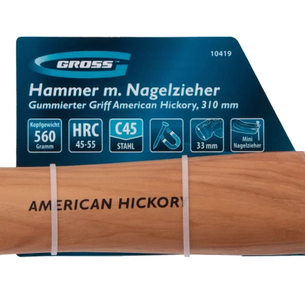 Молоток-гвоздодер,560 г Gross 10419, угол 75, магнит, обрезиненная рукоятка AMERICAN HICKORY купить в Нижневартовске