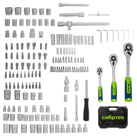 Набор инструментов Сибртех 14171, 1/2", 3/8", 1/4", пластиковый кейс 172 предм. купить в Нижневартовске