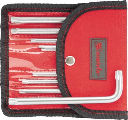 Набор ключей шестигранных имбусовых TORX-TORX Tamper. 9 шт T10-T50  CrV короткие сатиновые чехол MATRIX 12312 купить в Нижневартовске