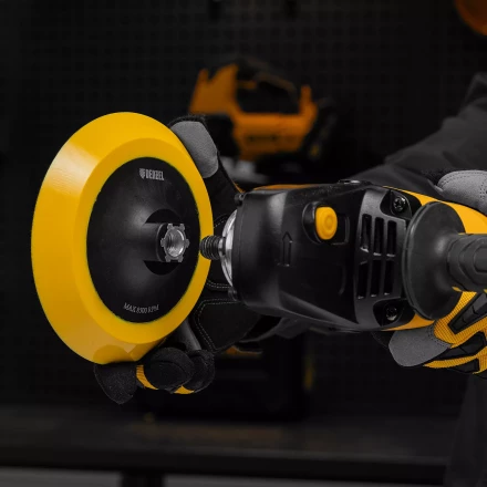 Тарелка опорная для дрели и УШМ с липучкой Denzel, 150 мм, мягкая, с адаптером c М14 на d8, 76249 купить в Нижневартовске