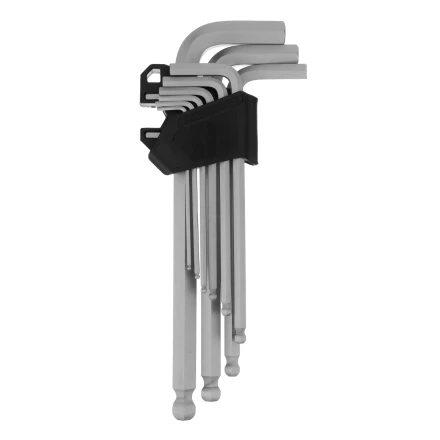 Набор ключей имбусовых Сибртех, HEX, 2-12 мм, CrV, 9 шт., удлиненные, с шаром, 123657 купить в Нижневартовске