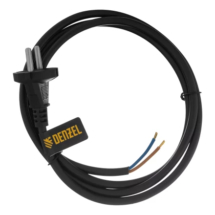 Шнур сетевой Denzel Energy Series, ПВС, 1,5 м, 2 x 1,5 мм, с неразборной вилкой, черный, 3 м, 37669 купить в Нижневартовске