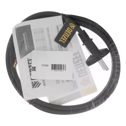 Шнур сетевой Denzel Energy Series, ПВС, 1,5 м, 2 x 1,5 мм, с неразборной вилкой, черный, 3 м, 37669 купить в Нижневартовске