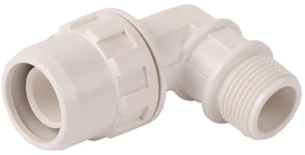 Муфта ЗУБР "ШиреФит" соединительная угловая 90°, "штуцер с гайкой - внешняя резьба", 26мм-3/4" 51465-26-3/4 купить в Нижневартовске