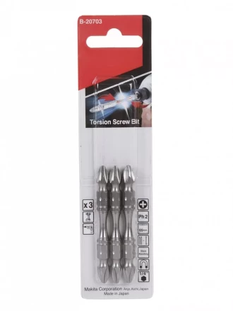 Биты Makita PH2 65мм 3шт, 2-х сторонние (B-20703) купить в Нижневартовске