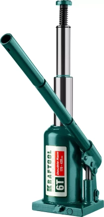 Домкрат гидравлический бутылочный "Double Ram", сварной, телескопический, 6т, 170-420мм, KRAFTOOL 43463-6 43463-6 купить в Нижневартовске