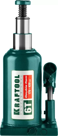 Домкрат гидравлический бутылочный "Double Ram", сварной, телескопический, 6т, 170-420мм, KRAFTOOL 43463-6 43463-6 купить в Нижневартовске