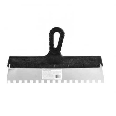 Шпатель из нержавеющей стали 350 мм зуб 10 х 10 мм пластмассовая ручка 85131 купить в Нижневартовске