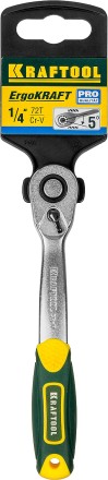 Трещотка для торцовых головок KRAFTOOL &quot;PRO&quot;, Сr-V сталь, 72 зубца, изогнутая, 1/4&quot; 27795-1/4_z02 купить в Нижневартовске